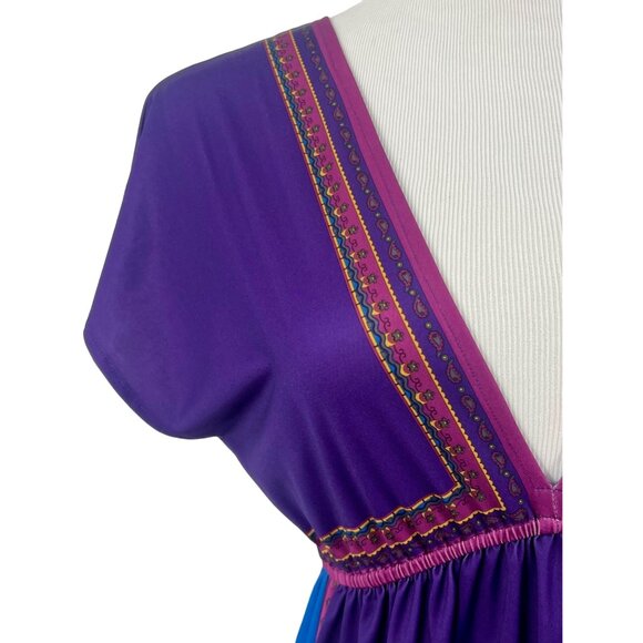 Flying Tomato Double V-Neck Purple & Gold Boho Printed Mini Dress - Picture 3 of 11